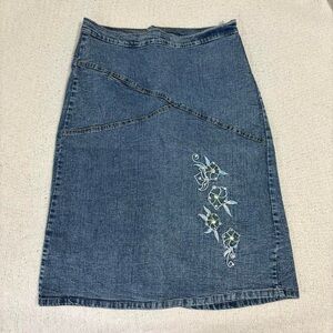 Y2K Jocems Embroidered Denim Midi Skirt